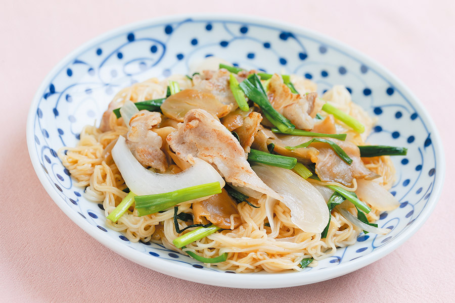 豚肉とザーサイの炒めそうめん
