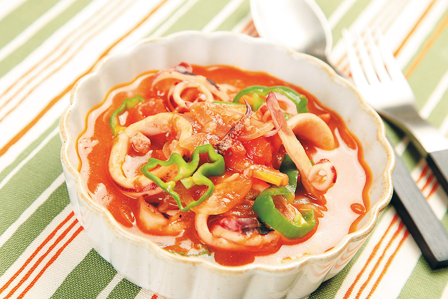 いかリングのトマト煮