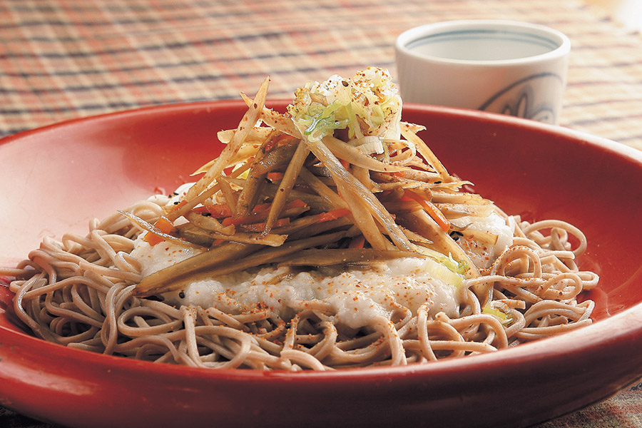 きんぴらと長いもの野菜そば