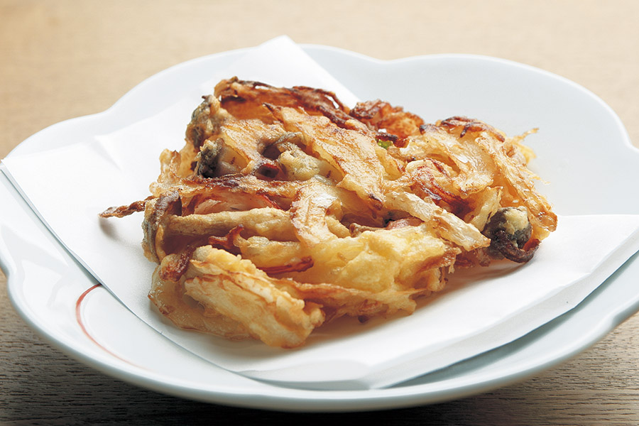 しめじと玉ねぎとカニカマのかき揚げ