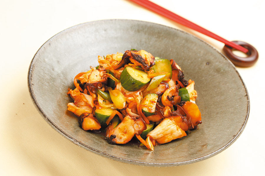 たこのキムチ炒め