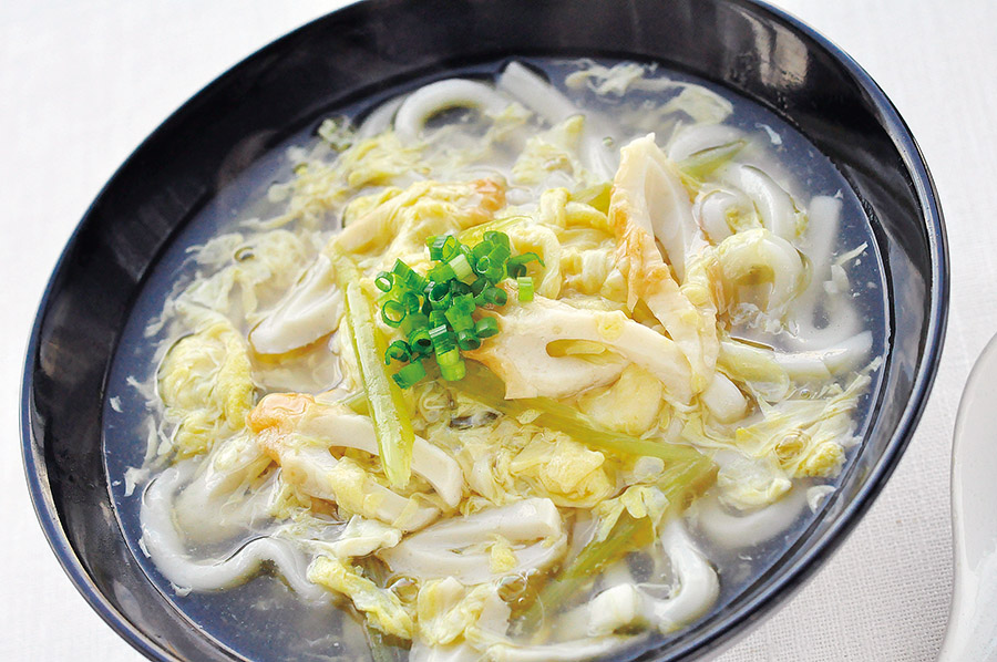 ふきとちくわのかき玉うどん