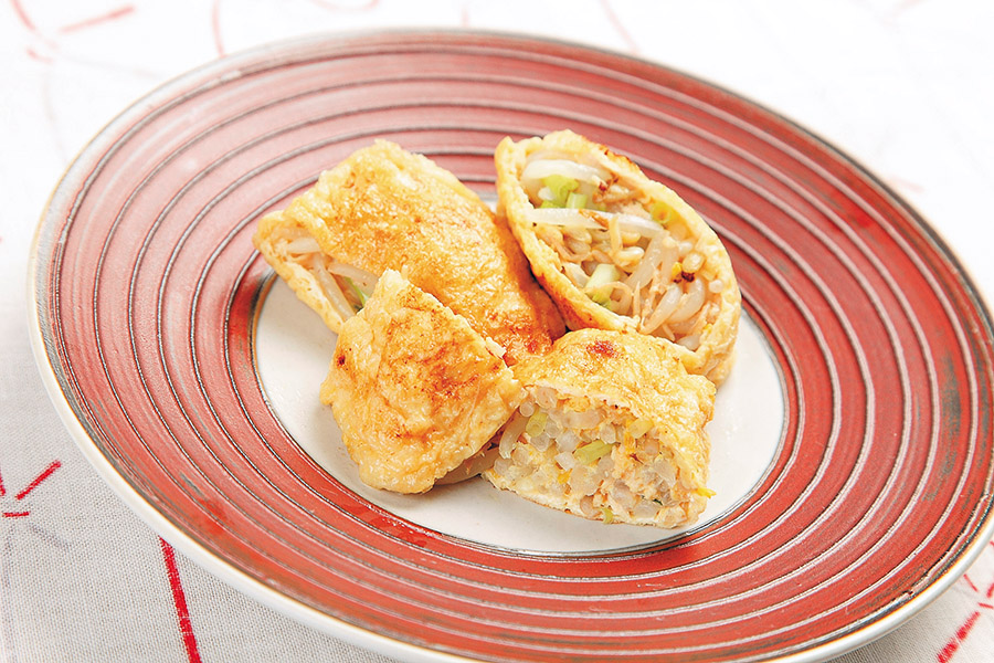 もやしとツナの油揚げ包み