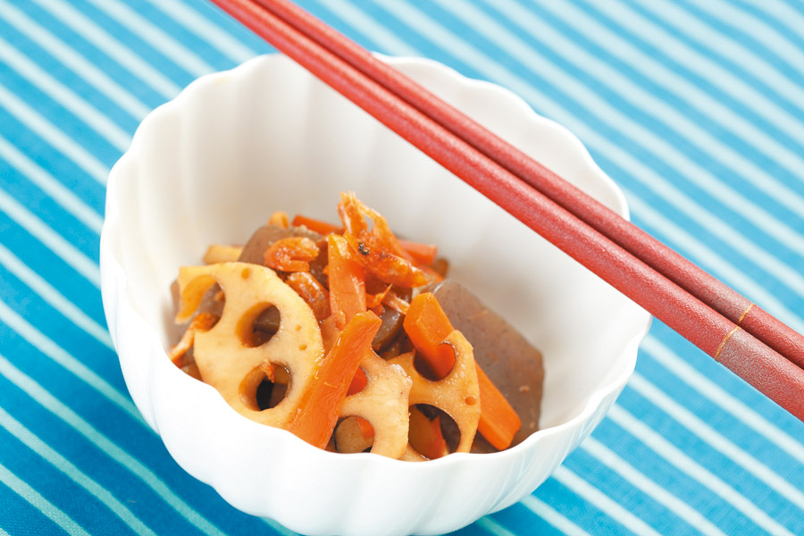 れんこんとこんにゃくのきんぴら 桜えび風味