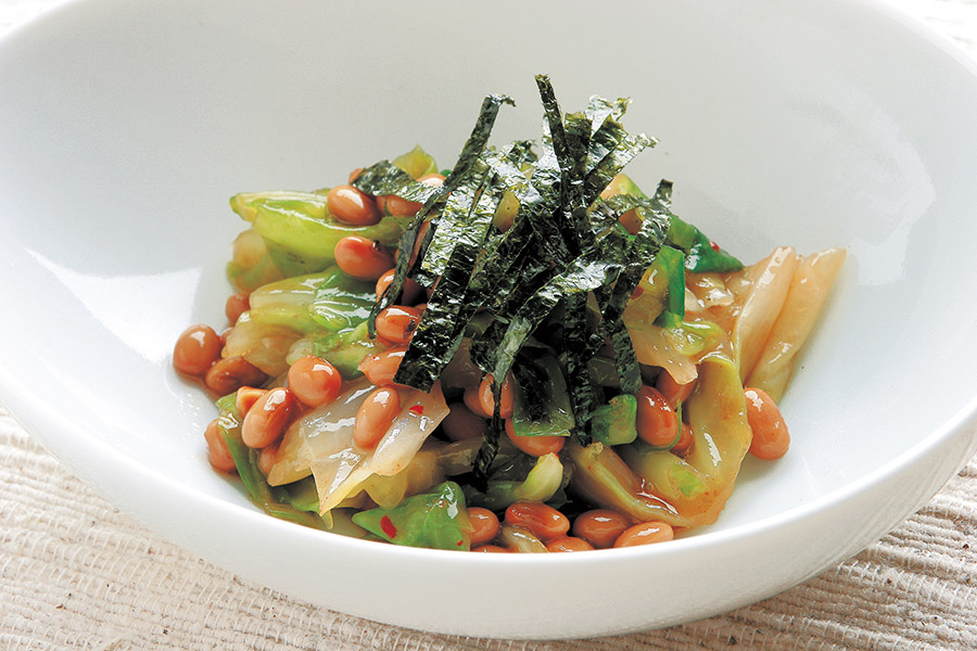 オイスター風味のキャベツ納豆