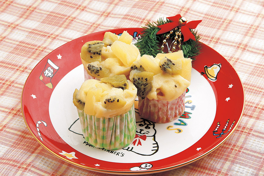 クリスマス風チーズ蒸しケーキ