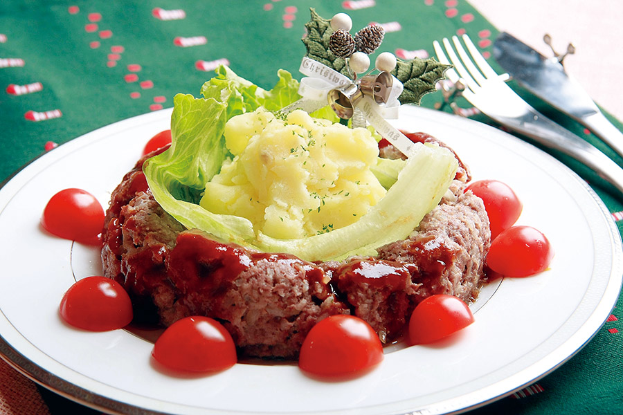 クリスマスミートローフマッシュポテト添え