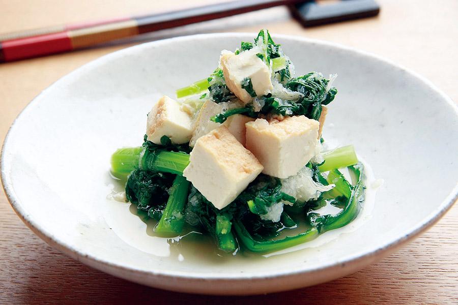 厚揚げと春菊のおろしあえ