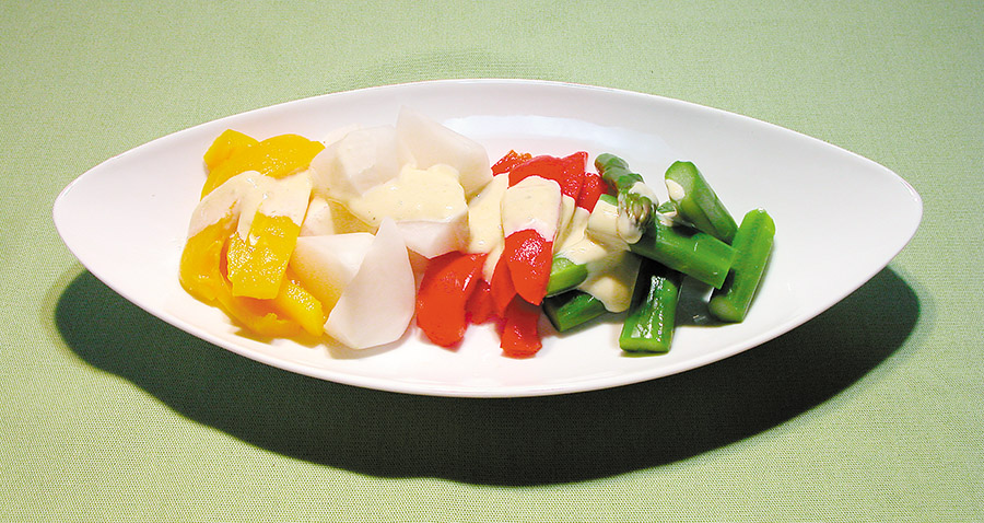 彩り野菜のわさマヨソース