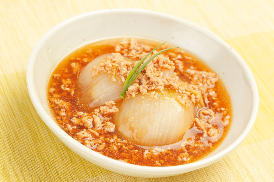 新玉ねぎのひき肉あんかけ
