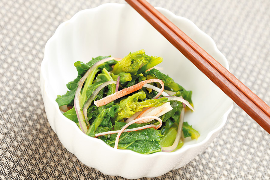 菜花とかにかまのからしじょうゆあえ