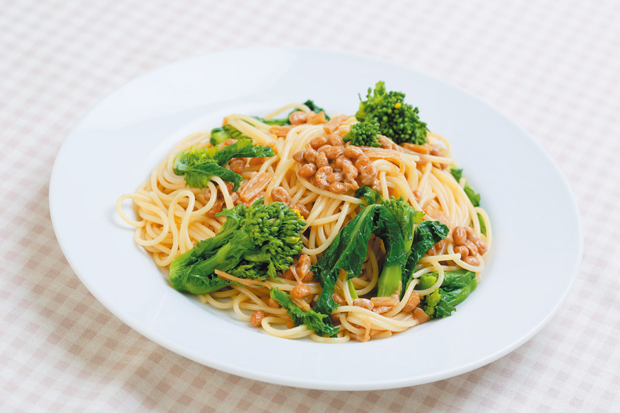 菜花と納豆のスパゲティ