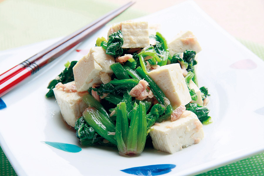 豆腐とほうれん草の中華風サラダ