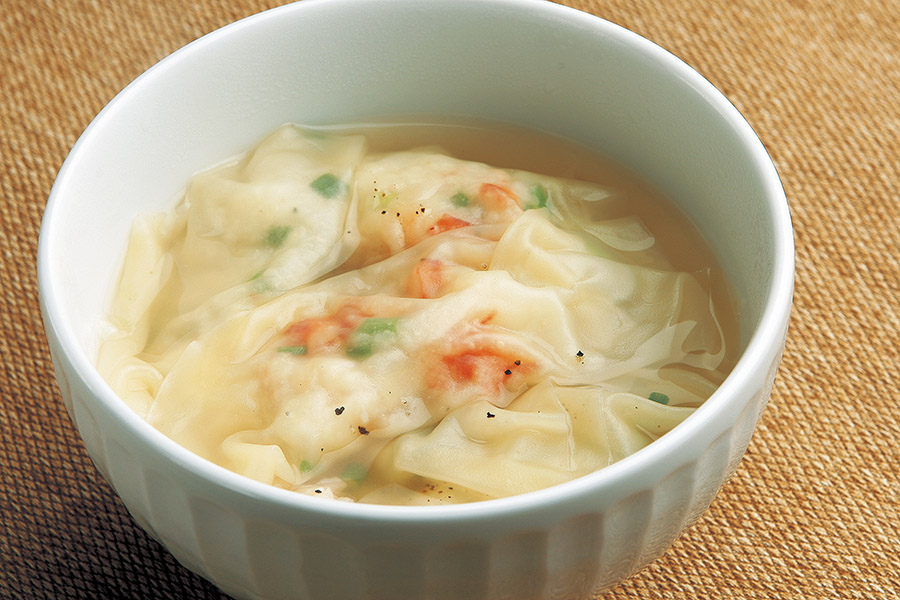 長いもとえびのワンタンスープ