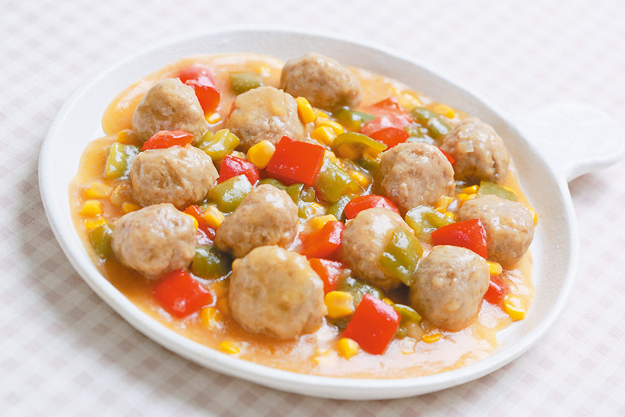 ミートボールのカラフルソース煮