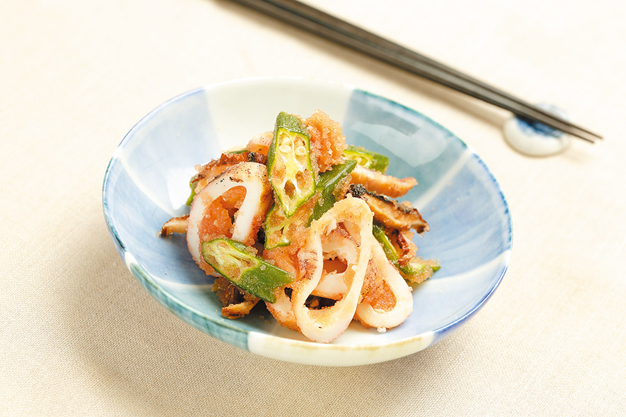 いかとオクラのたらこあえ