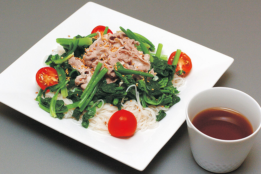 ほうれん草と豚しゃぶのサラダ風ソーメン