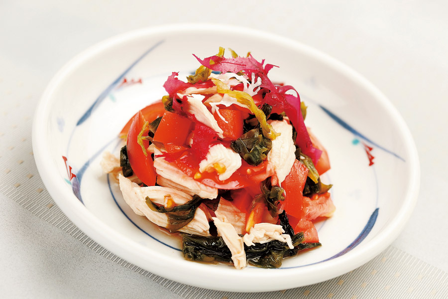 トマトと鶏肉の甘酢あえ