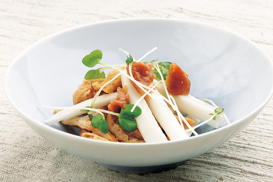 味つきお揚げと長いもの梅風味