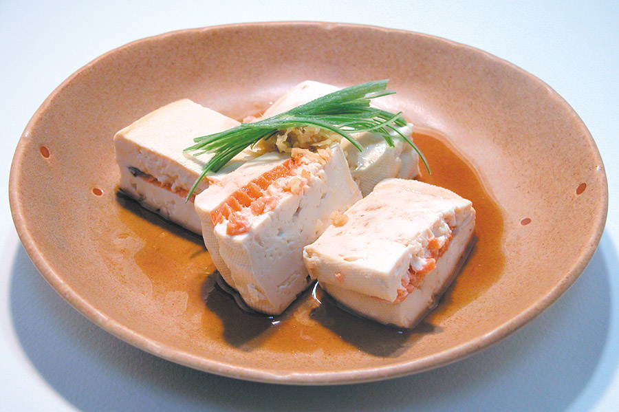 鮭の豆腐サンド蒸し