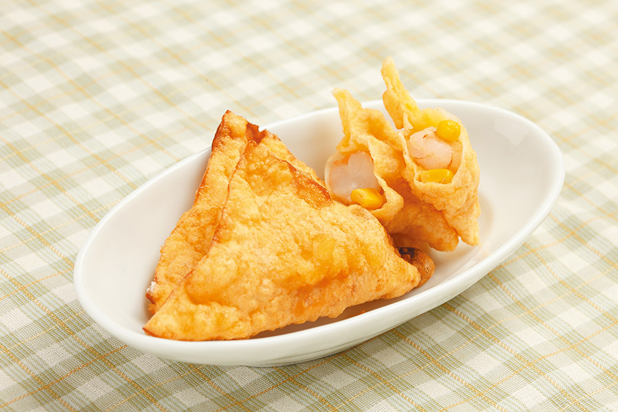 えびとコーンの包み揚げ