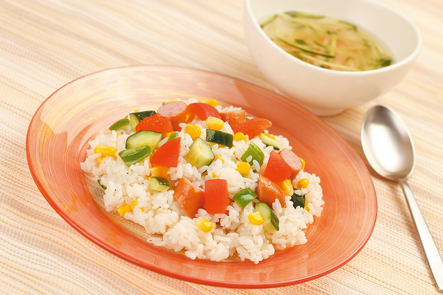 夏野菜のさっぱりライスサラダ