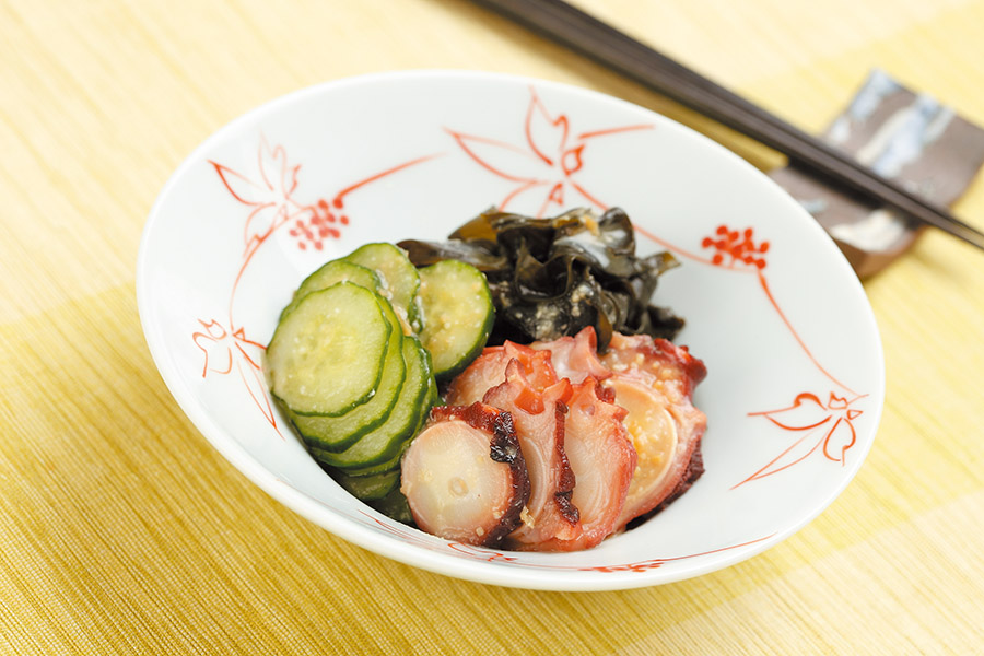 たことわかめの酢みそあえ