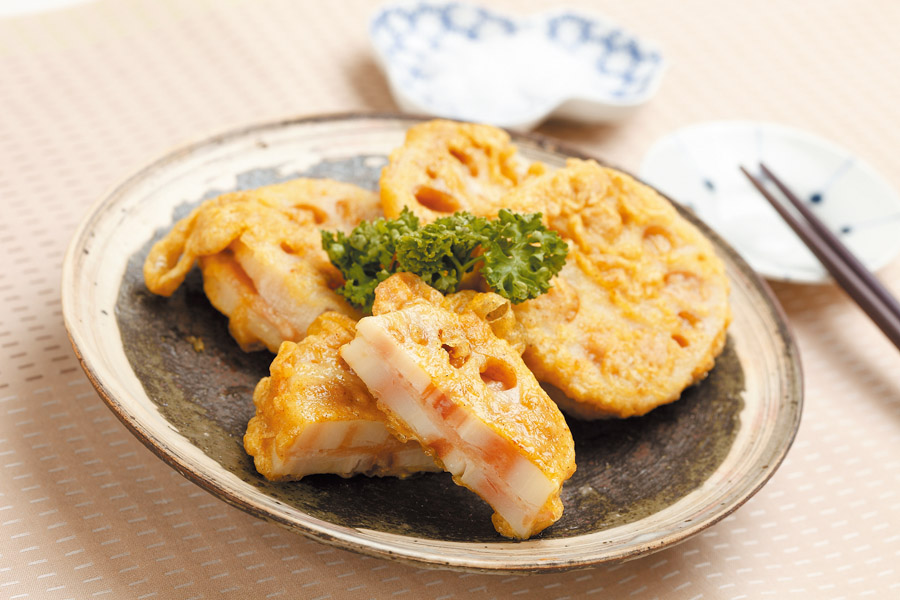 れんこんのカレーはさみ揚げ