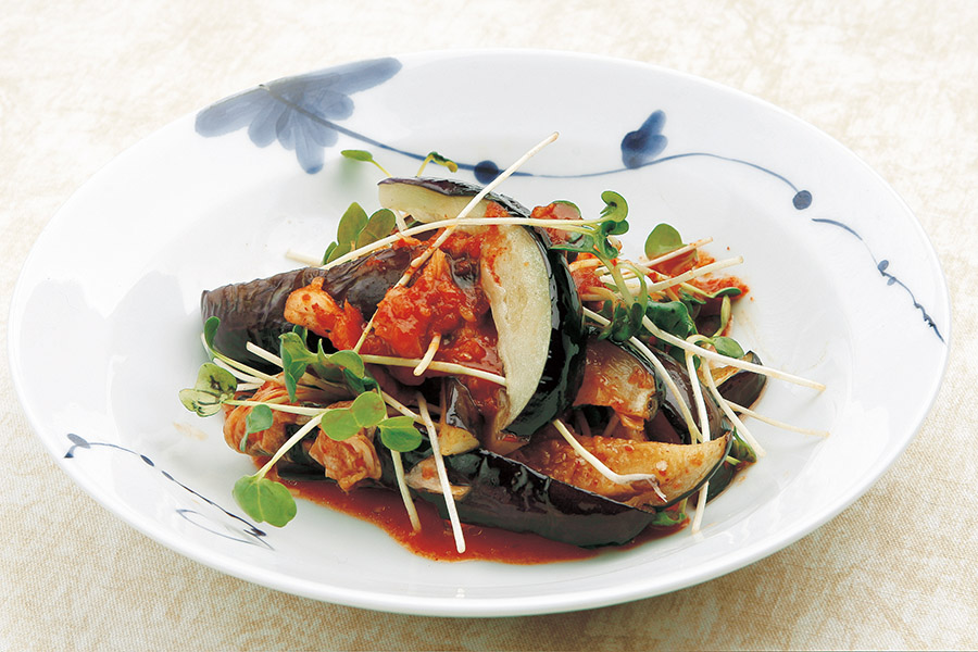 揚げなすとキムチのあえもの