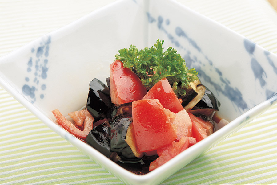 揚げなすとトマトのあえもの