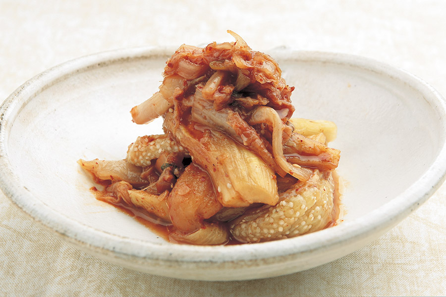 焼きなすのキムチあえ