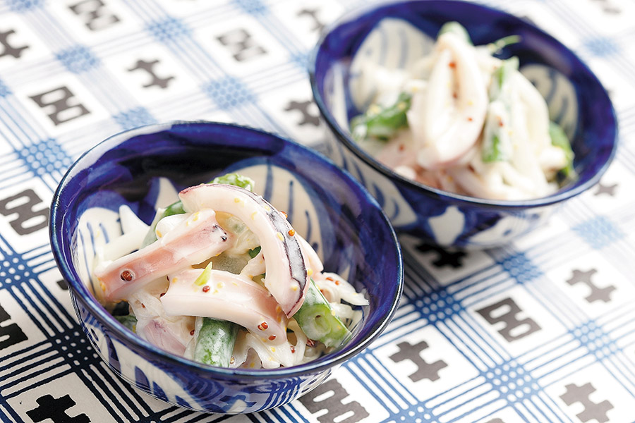 いかといんげんのマスタードマヨあえ