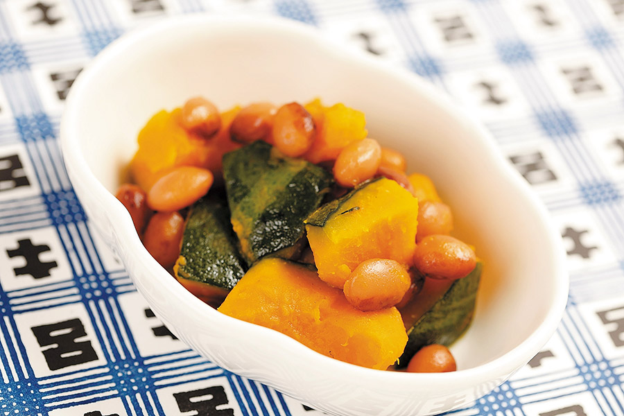 かぼちゃの煮豆あえ