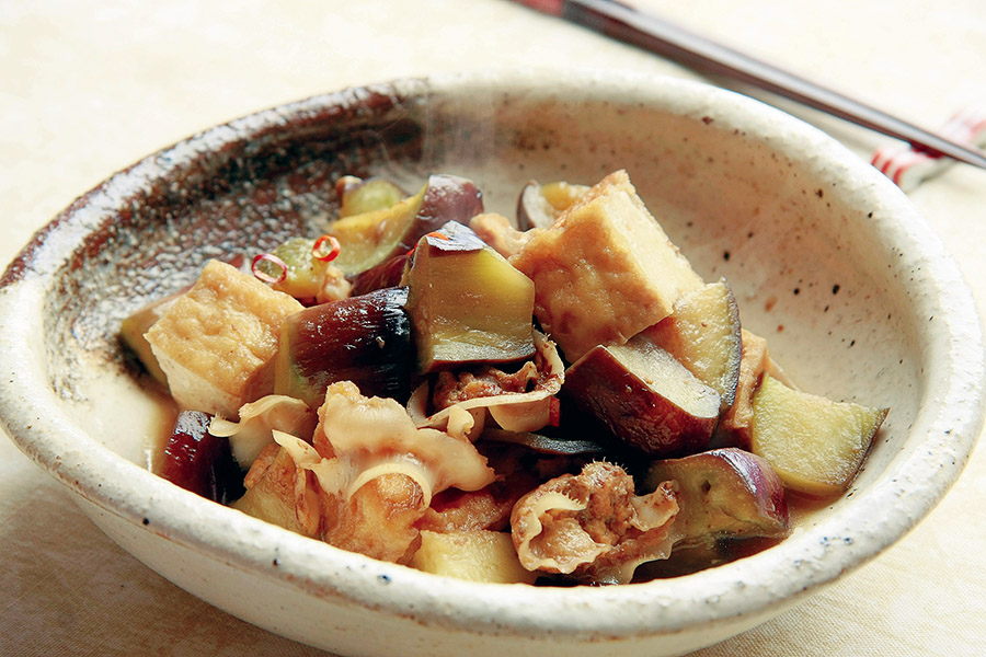 なすと厚揚げのほたて風味