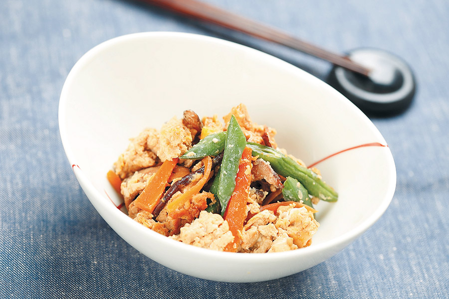 にんじんといんげんの炒り豆腐