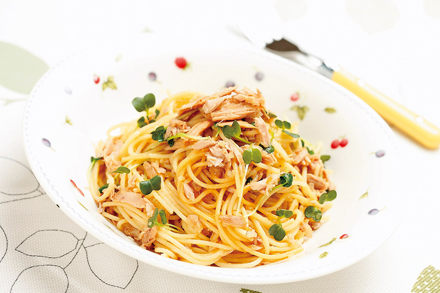 ツナとかいわれ菜のスパゲティ