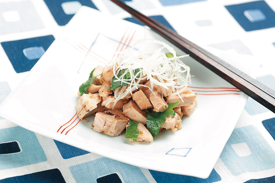 焼きまぐろのゆずこしょうあえ