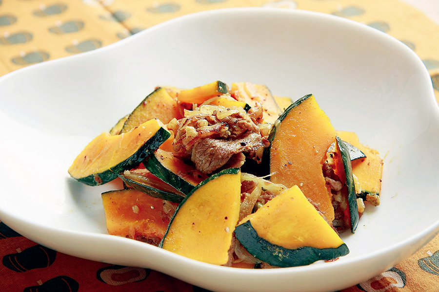 牛肉とかぼちゃのカレー炒め