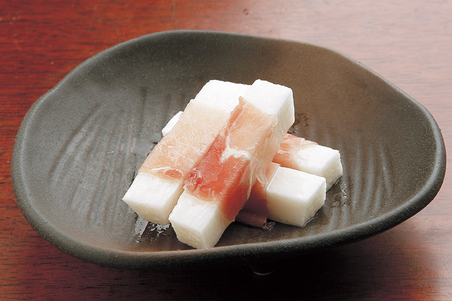 生ハムと長いもの甘酢漬け