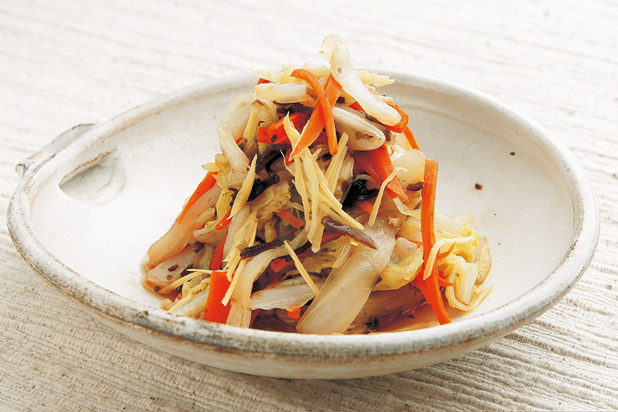 白菜と塩昆布のレンジ漬けもの