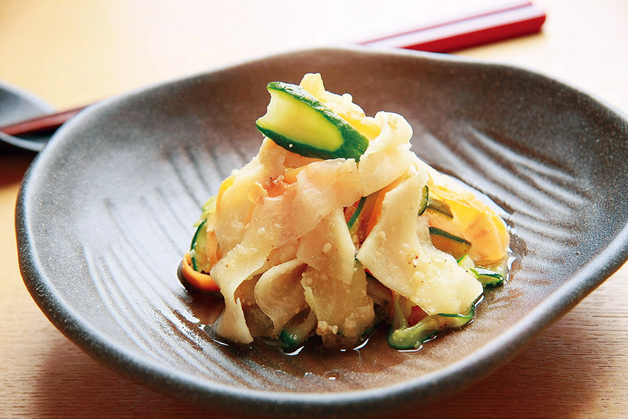 ピーラーむき野菜のごま酢あえ