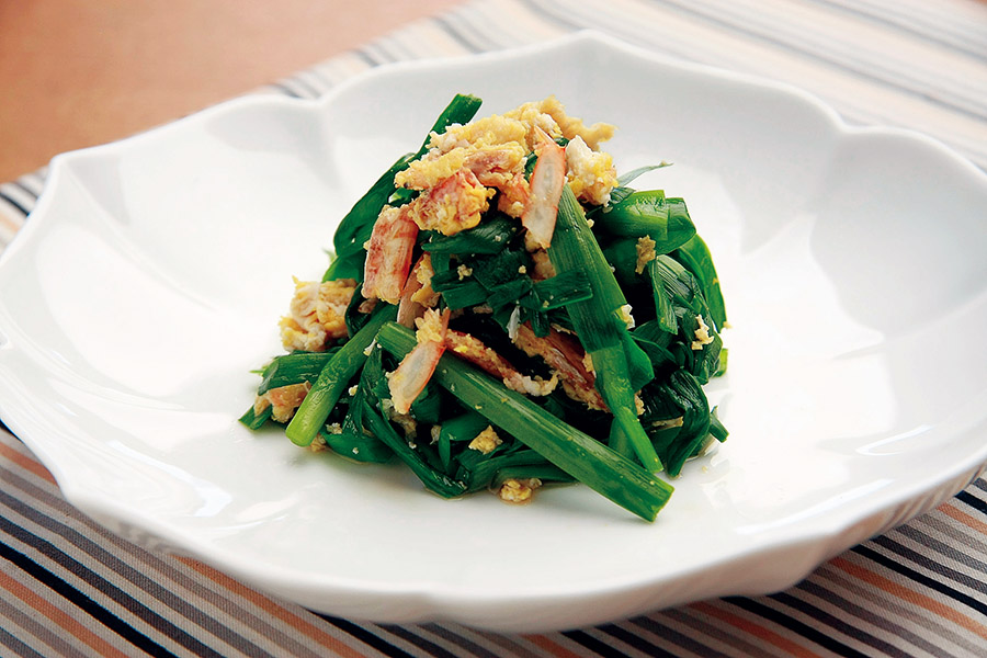 レンジdeにらと桜えびのあえもの