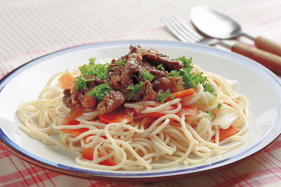 焼き肉風味のパスタ