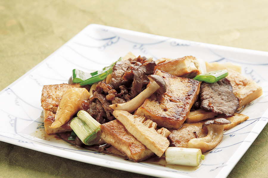 豆腐と牛肉のオイスター炒め