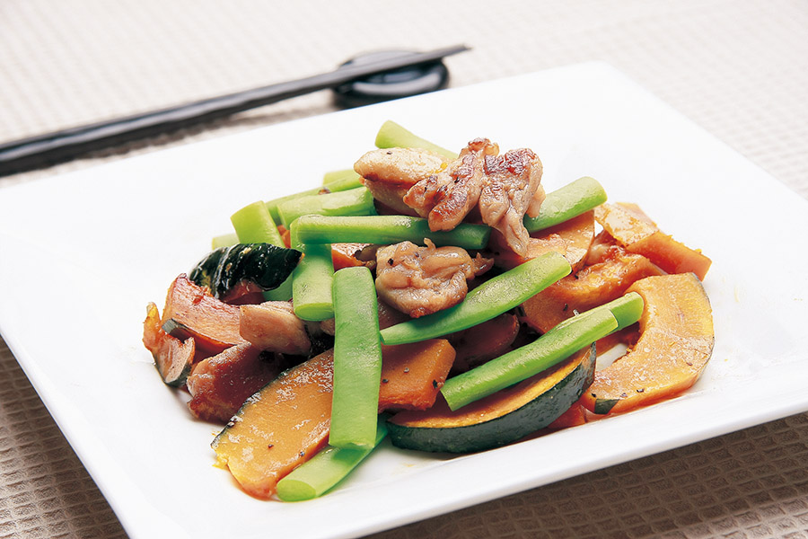 鶏とかぼちゃの中華炒め