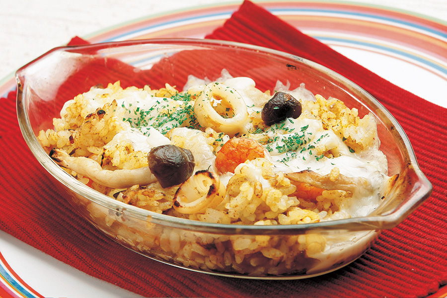 カレー風味のシーフードドリア