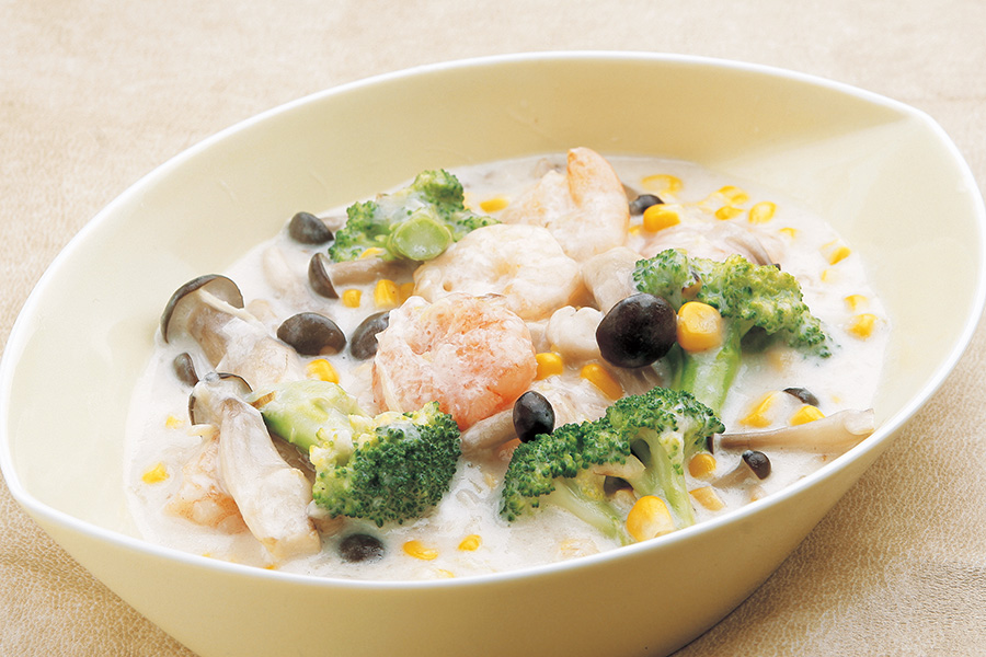 きのことえびのクリーム煮