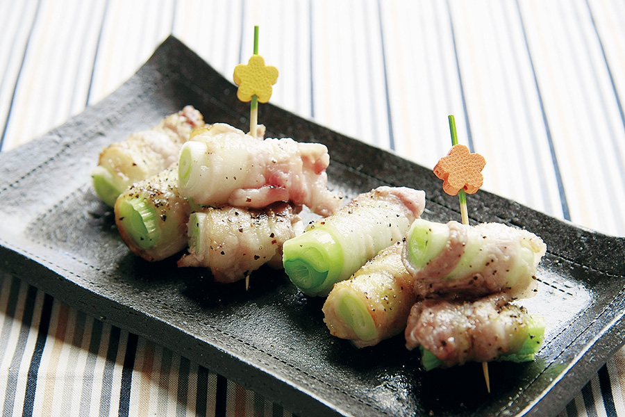 長ねぎの豚バラ肉巻き焼き
