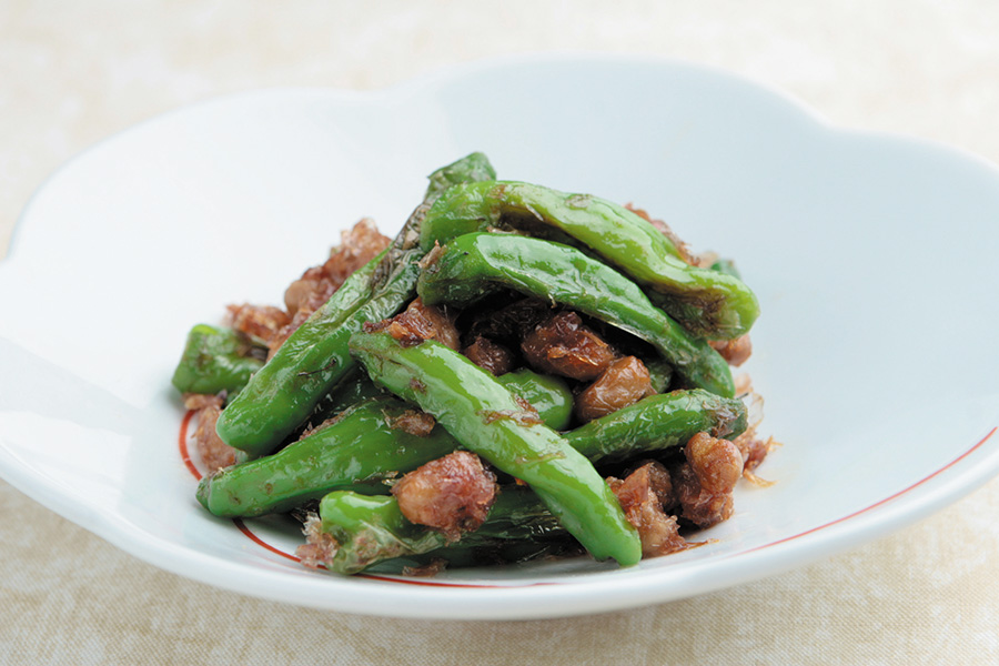 納豆とししとうのおかか炒め