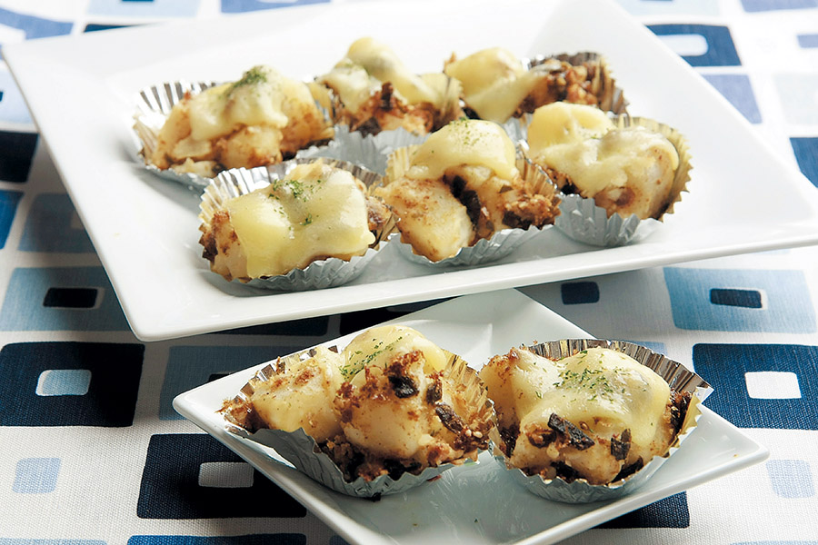 じゃがいもと昆布の佃煮のチーズ焼き